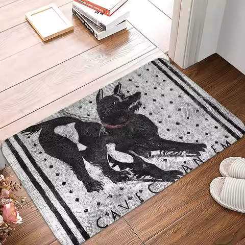 Dog Anti-Slip Doormat Kitchen Mat Cave Canem Beware Of Dog Pompeii Latin Mosaic Carpet Entrance Door