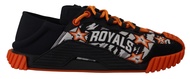 Dolce & Gabbana Black Orange Fabric Lace Up Sneakers NS1 Men's Shoes
