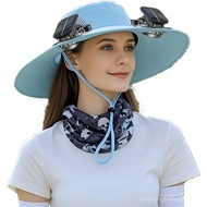 Topi Kipas Suria Brim Lebar, Topi dengan 2 Kipas Kuasa Suria, Topi Baldi untuk Lelaki Wanita, Kipas 