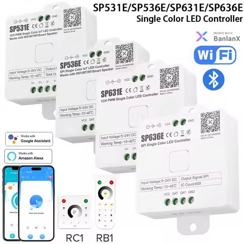 DC5V 12V 24V SP531E SP536E SP631E SP636E BT Wifi Single Color LED Controller forSingle Color LED Lig