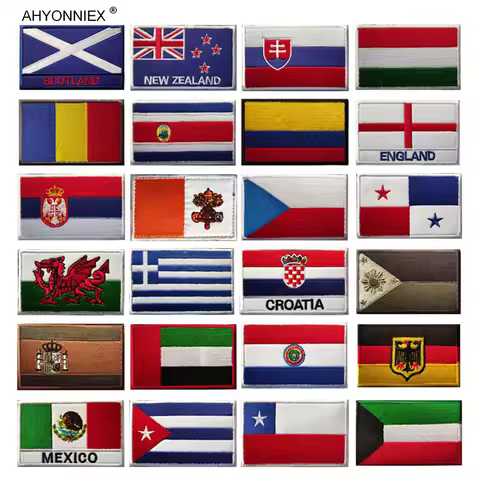1PC Embroidery Fabric Flag Patch World Wide Africa EU Asia America Outdoor Packing Stickers For Jack