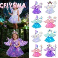 CFIYSWA Angel Feather Wings Set, Party Props Feather Decor Glowing Wings,  LED Wings Light Up Tutu S