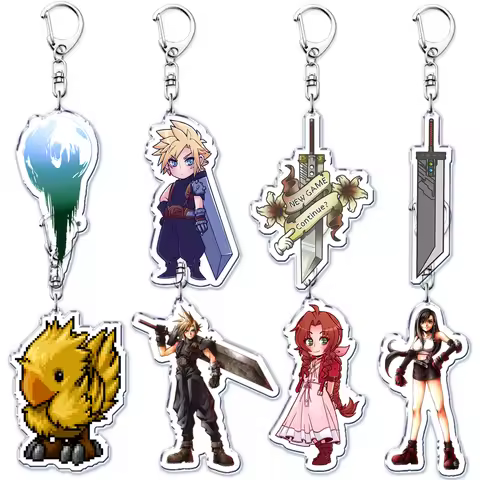 Popular Game Keychains for Accessories Bag Key Chain Ring Cloud Strife Ffvii Tifa Sephiroth Jewelry