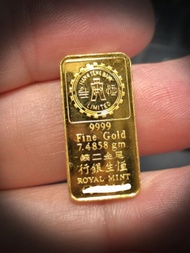 恆生舊款純金二錢財神金牌。有編號