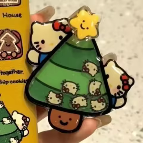 Hello Kitty Anime Cartoon Kawaii Christmas Tree Keychain Pendant Decoration Shake Fighter Holiday Gi