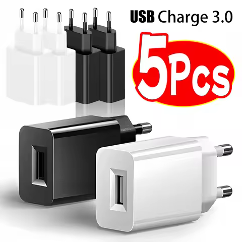 1-5Pcs EU Plug USB Charger Adapter Travel Wall Quick Charging 5V2A 1A Power USB-A Charger Adapter fo