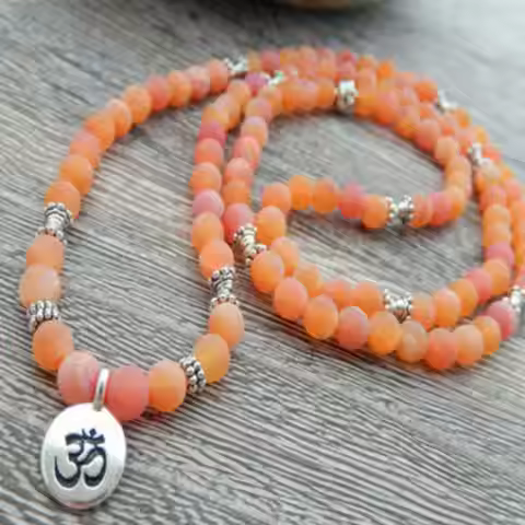 6mm Agate 108 Beads Mala Buddhist Bracelet Mala Buddhism Wrist Bohemian Jewelry Yoga Mala Japa Wear 