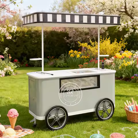 Ice Cream Freezer Cabinet New Ice Cream Food Truck Push Cart Gelato Ice Cream Cart Ice Cream Display