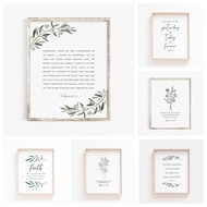 Decorative Painting Hebrew Bible Scripture Printing Plant Language Christian Family Wall Art