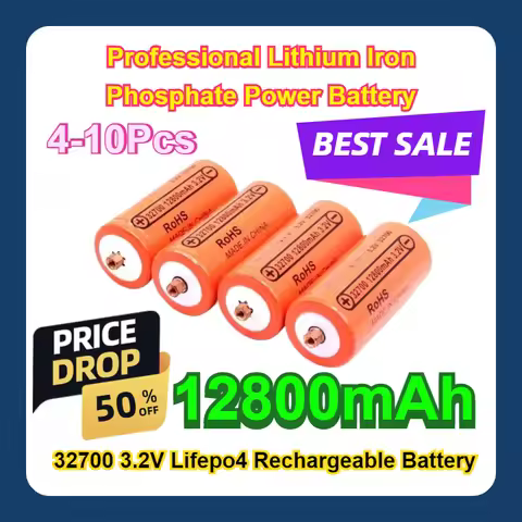4-10Pcs Professional Lithium Iron Phosphate Power Battery 32700 3.2V Lifepo4 Rechargeable Battery 12