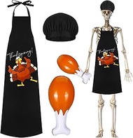 Geyoga Thanksgiving 12 Ft Skeleton Costume Accessories Include 24 Inch Turkey Leg Cooking Hat Apron 