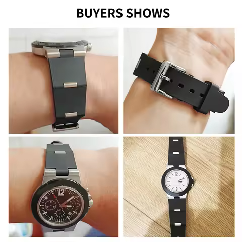 22X8mm Rubber Watch Strap For Bvlgari Aluminium Silicone Diving Watchband Man Women‘s Tubogas Black 