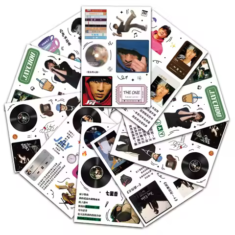 8PCS Jay Chou Creative Graffiti Collage Music Peripheral Scrapbooking Collage Material Phone Guitar 