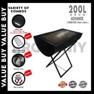 BBQ Grill Outdoor Drum Set Tong Drum 200L BBQ Set Basic Set Complete With Grill Net Big Size For Hom