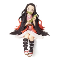 Nezuko Figure Eating Rice Balls Sitting Pose Demon Action Figures Anime Devil Slayer Figure Desktop 