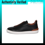 Ermenegildo Zegna Triple Stitch Low top Skateboard Shoes Mens Black LHCVO-S4667Z-SNE