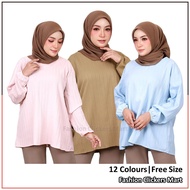 FC Mart - Pleated Blouse / Baju Muslimah Labuh / Women Long Sleeve Blouse / Baju Perempuan Style / Blause Lengan Panjang