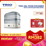 Trio Food Steamer 43L With Low Sugar Rice Bowl | Extra Large Capacity | Healthier Cooking | Family M