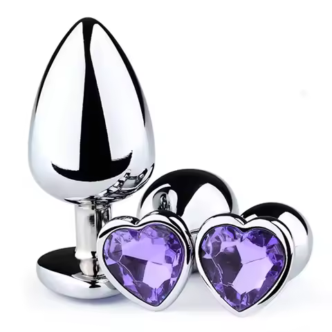 New Anal Plug Metal Crystal Heart Butt Plug Beginner Masturbation Stimulator Anal Prostate Massager
