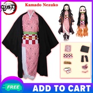 Demon Slayer Kimetsu No Yaiba Kamado Nezuko Cosplay Set ชุดเนสึโกะเด็ก/ผู้ใหญ่ผมปลอมชุดชิโนบุกิโมโน 