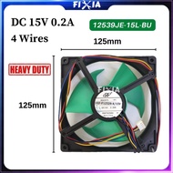 Heavy Duty DC15V 0.2A (4 Wires) 125*125*20mm RF 12539JE-15L-BU Refrigerator Axial Exhaust DC Fan Mot
