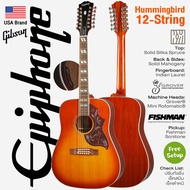 Epiphone Hummingbird 12-String กีตาร์โปร่งไฟฟ้า 12 สาย 41 นิ้ว All Solid ทั้งตัว ไม้หน้า Solid Spruc