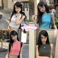 Yummy Shop (3CX101) Round Neck Knitted Tank Top Good Stretch Simple