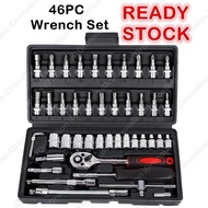 46PCS Chrome Vanadium Bolt Soket Sepana Pemutar Skru Set Bit Membaiki Kit Alat Membaiki Bit Ratchet 