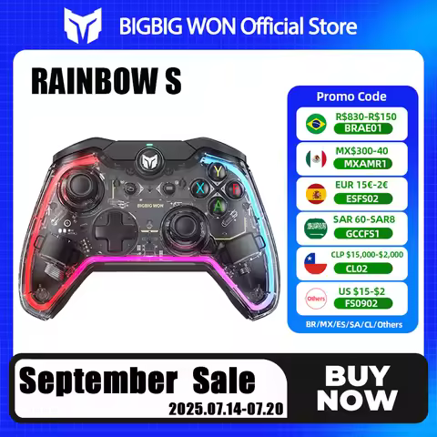 BIGBIG WON Gaming Controller Rainbow Lite With Joystick RGB Wired Game Gamepads joystick for Switch/