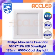 Philips 59527 Marcasite Essential 12W LED Downlight / 6500K Cool Daylight / 135mm / 5" / Square