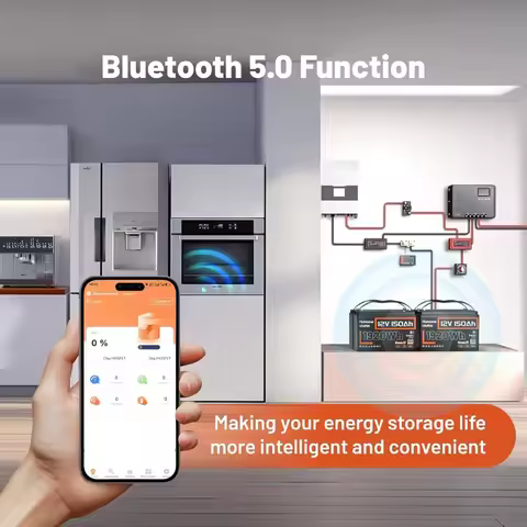 12V 150Ah LiFePO4 Lithium Battery BCI Group31 Bluetooth 2Pack,Built-in 110A BMS, Deep Cycle Battery 