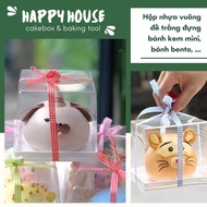 10 square plastic boxes with white base for mini cakes, bento cakes, and jelly cakes that fit small 