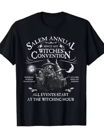 Salem 1692 Witches Convention T-Shirt Unisex Witchcraft Design Tee All Events Start At The Witching 