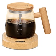 yunhaoSK-Electric Self Stirring Mug with Heating Base & Lid - High Speed Glass Mixing Cup for Coffee