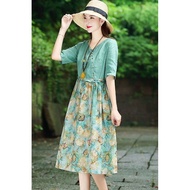 Ethnic Cotton Stitching Printed Dress Minority Ethnic Ancient Dress