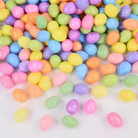 80pcs Glitter Easter Eggs Mini Colorful Foam Bird Pigeon Happy Easter Party Home Decoration Kids Gif