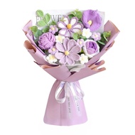 Artificial Flowers Handmade Crochet Flower Bouquet Soft Cotton Yarn No Maintenance Flexible Stems Fa