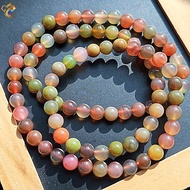 Premium Grade Old Mine Colorful Yuan Yuan Agate Single / 3 Rounds Bracelet