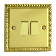 Kenya Botswana Rope Edge Copper Switch 2 GANG 1 WAY SWITCH GEORGIAN BRASS