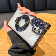 CrashStar With Lens Films MagSafe Stand Thickened Corners Plating Transparent Hard Shockproof Phone 