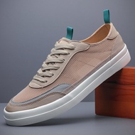 Trendy Canvas Shoes Summer New Low Help Mens Slip-On Breathable Casual Shoes Simple Mesh Panel Shoes