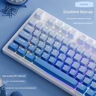 keycaps Fog blue engraved transparent key cap mechanical keyboard gradient pbt key cap 61/68/75/87/9