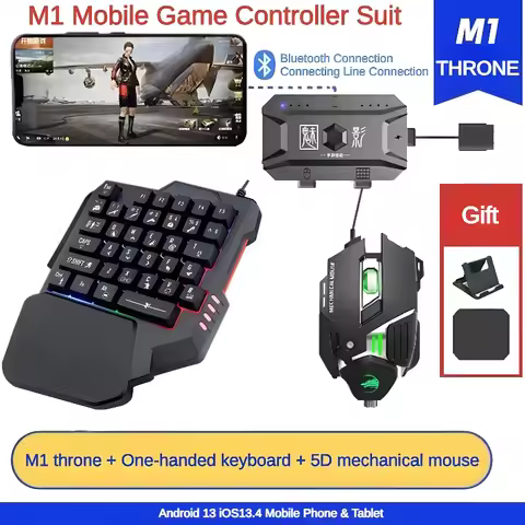 M1 Pro Mobile Game Controller 4 in 1 Mouse Keyboard Adapter Converter BT V5.0 Programmable Adapter S