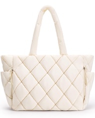 Halloween BAGSMART Tote Bag for Women Quilted Puffer Tote Bag with Compartments Shoulder Handbag Wor