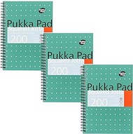 Pukka Pad, Squared Notebook A5 3-Pack - 21 x 14.9 cm - Metal Bound Notebook with 5 mm Squares on White 80 GSM Paper with Perforated Edges for Easy Tear - 200 Pages