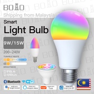 Tuya smart bulb E27/E14/GU10 9W 15W WIFI/ Bluetooth bulb RGBCCT RGB Bulb mobile phone control led bu