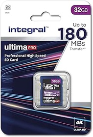 Integral 32GB SD Card 4K Video Read Speed 180MB/s and Write Speed 45MB/s SDXC V30 U3 180-V30 Our Fas