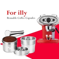 ☍❅☬ ICafilas Resuable Coffee Capsule Filter Fit for illy Coffee Machine Refilable Stainless Steel Coffee Capsule Tamper Spoon