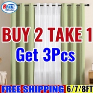 【24H Delivery】3 in 1 set Blackout Curtain For Window (Semi Black Out) 6FT/7FT/8FT Katrina Fabric