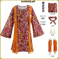 60s 70s Women Hippie Costume Accessories Hippie Disco Dress  Halloween Boho Flared Hippie Dress